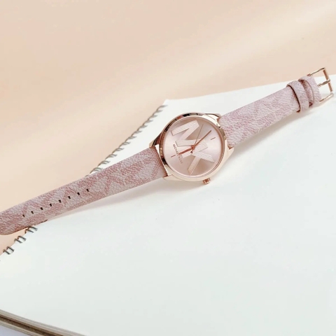 Michael Kors Jaycie |Nữ Giới |Mặt Tròn |Rose Gold |Dây Da Hồng |Máy Pin |Size Vừa 34mm