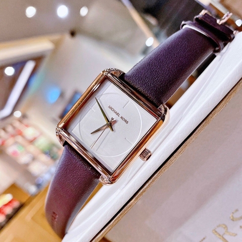 Michael Kors Lake |Nữ Giới |Mặt Vuông Trắng |Dây Da Tím |Máy Pin (Quartz) |Size 33mm
