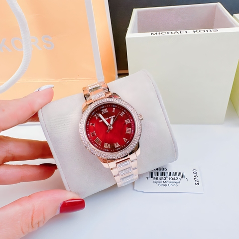 Michael Kors Outlet Tibby |Nữ Giới |Rose Gold |Mặt Đỏ |Dây Kim Loại |Máy Pin |Size Vừa 34mm