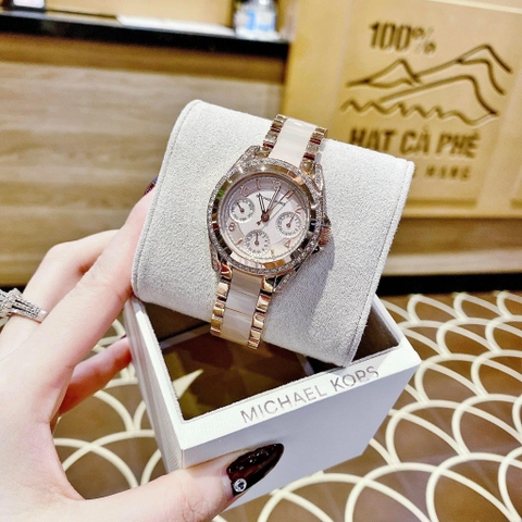Michael Kors Parker Mini Blair |Nữ Giới |Dây Kim Loại Mix Acetate Hồng |Máy Pin |Size Vừa 33mm