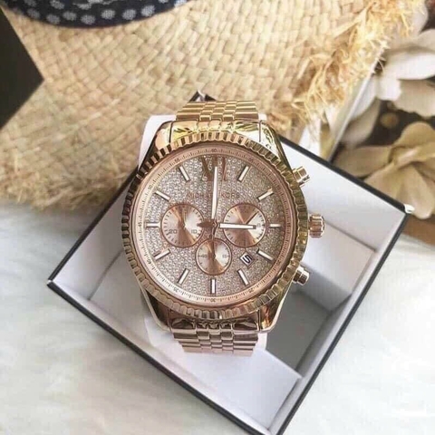 Michael Kors Lexington |Nam Giới |Mặt Full Đá |Rose Gold |Dây Kim Loại |Máy Pin (Quartz) |Size 44mm