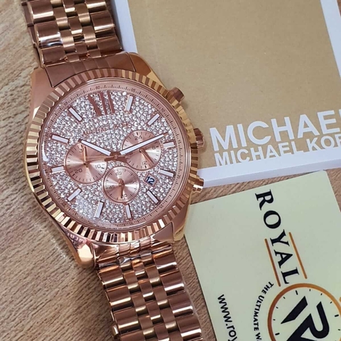 Michael Kors Lexington |Nam Giới |Mặt Full Đá |Rose Gold |Dây Kim Loại |Máy Pin (Quartz) |Size 44mm