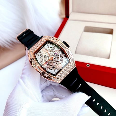 Hanboro HOT 2023 |Nam Giới |Mặt Oval |Đá Rose Gold |Máy Cơ (Automatic) |Size 40x50mm