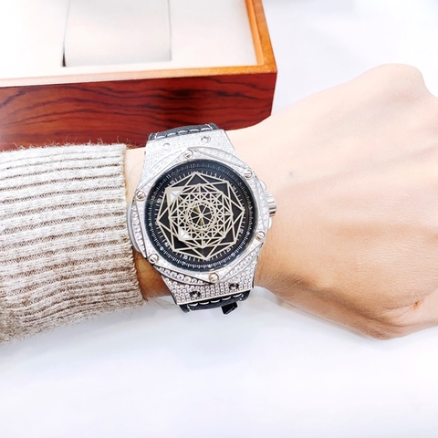 Hanboro Mặt Vũ Trụ |Nam Giới |Mặt Lục Giác Đính Full Đá |Máy Cơ (Automatic) |Size 42mm