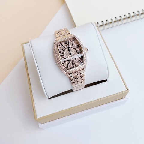 Davena Mặt Oval |Nữ Giới |Mặt Đính Full Đá Rose Gold |Máy Pin (Quartz) |Size 32x36mm