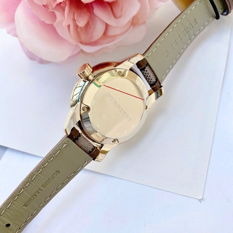 Burberry The Classic Round |Nữ Giới |Vàng Gold |Dây Vải Bọc Da Nâu |Máy Pin (Quartz) |Size 32mm