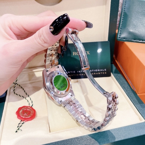 Rolex Date Just |Nữ Giới |Mặt Nâu |Đính Đá |Dây Kim Loại Demi Rose |Máy Cơ (Automatic) |Size 31mm