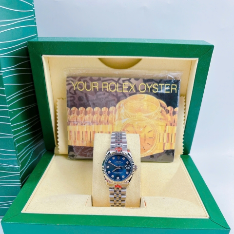 Rolex Niềng Khía |Nữ Giới |Xanh Dương |Dây Kim Loại Trắng Silver |Máy Pin (Máy Quartz) |Size 31mm