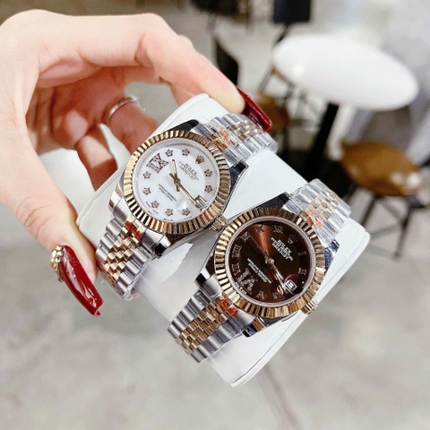 Rolex Đính Đá Ngôi Sao |Nữ Giới |Niềng Khía |Dây Kim Loại Demi Vàng |Máy Pin (Máy Quartz) |Size 31mm