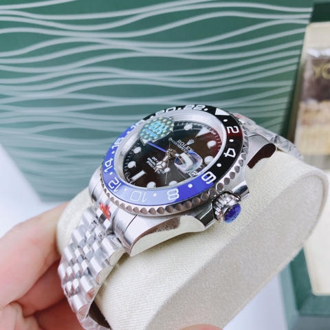 Rolex GMT Master II |Nam Giới |Niềng Xanh Đen |Dây Kim Loại Silver |Máy Cơ (Automatic) |Size 40mm