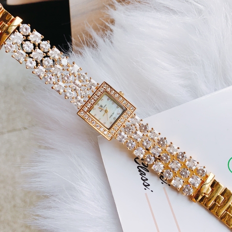 Royal Crown Đính Đá Swarovski |Nữ Giới |Mặt Vuông |Vòng Tay Vàng Gold |Máy Pin (Quartz) |Size 26mm