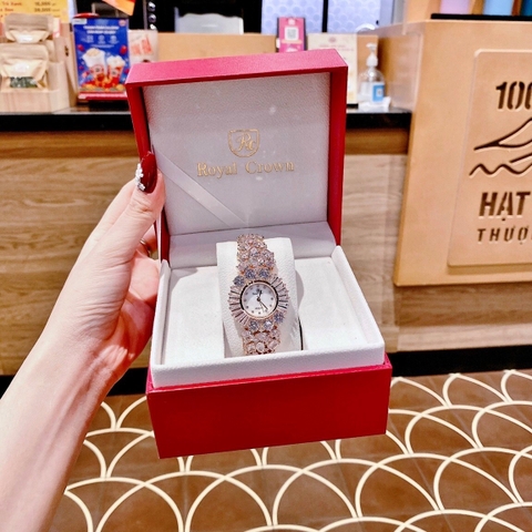 Royal Crown Full Đá Swarovski |Nữ Giới |Lắc Tay Rose Gold |Máy Pin (Quartz) |Size 36mm