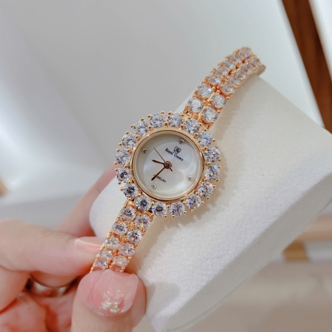 Royal Crown Mặt Xà Cừ |Nữ Giới |Vàng Gold |Dây Kim Loại Đính Đá |Máy Pin (Quartz) |Size 24mm