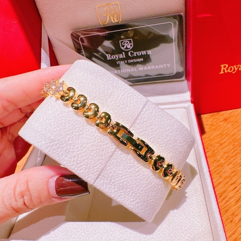 Royal Crown Mặt Xà Cừ |Nữ Giới |Đính Hoa |Lắc Tay Vàng Gold |Máy Pin (Quartz) |Size 30mm