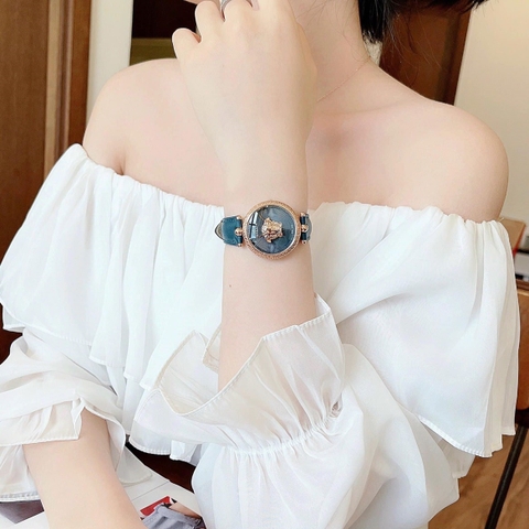 Versace Palazzo Empire |Nữ Giới |Rose Gold |Dây Da Xanh Dương |Máy Pin (Quartz) |Size 34mm