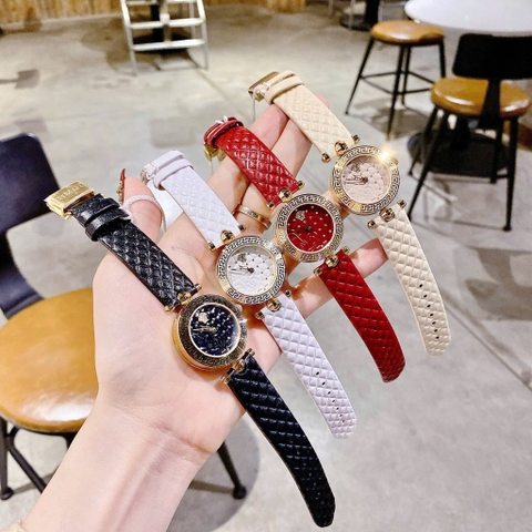 Versace Vanitas |Nữ Giới |Vàng Gold |Dây Da Màu Đỏ |Máy Pin (Quartz) |Size 30mm