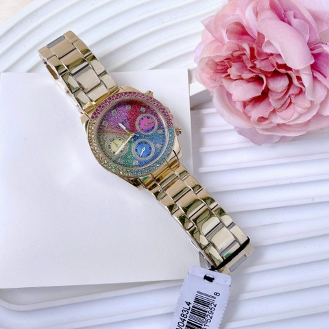 Guess Sol |Nữ Giới |Mặt Đính Đá Nhiều Màu |Dây Kim Loại Vàng Gold |Máy Pin (Quartz) |Size 38mm