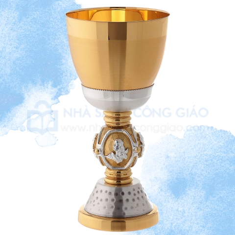 Chén lễ xi vàng CLXV074 - Mẫu Thánh sử trên thân đế 16cm