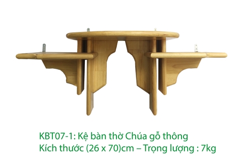 Kệ bàn thờ Chúa gỗ thông 2 tầng (26x70, 28 x 80, 30 x 90)
