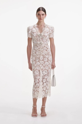 Váy SELF PORTRAIT cộc ren hoa ngọc bling