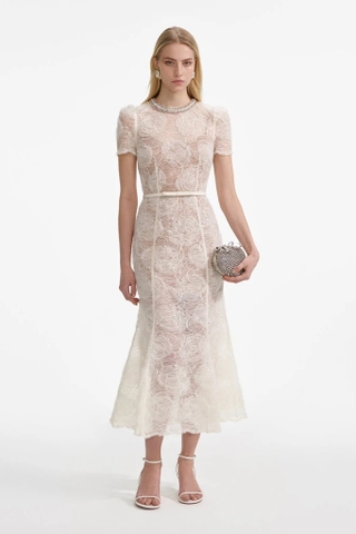 Váy SELF PORTRAIT ren hoa cổ viền đá