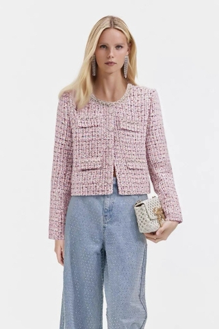 Áo SELF PORTRAIT dạ tweed hồng