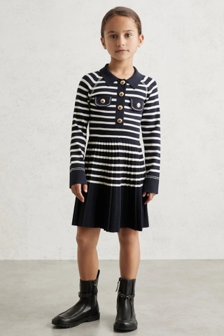 Váy REISS kid navy kẻ trắng