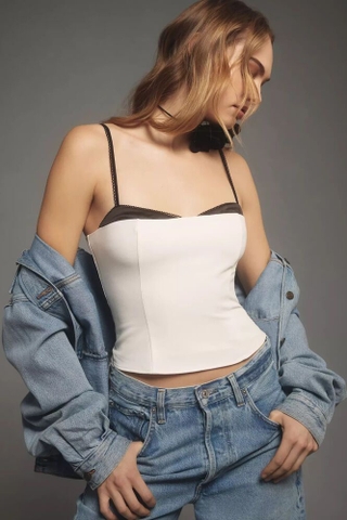 Áo cúp ngực REFORMATION cải lụa đen