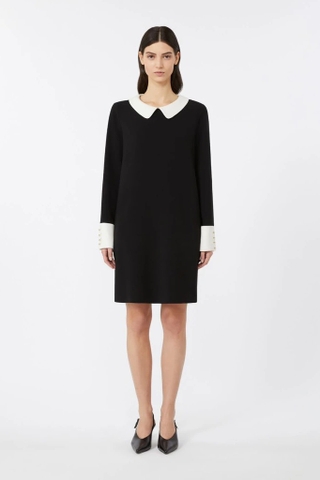 Váy MAX MARA đen cổ sen trắng