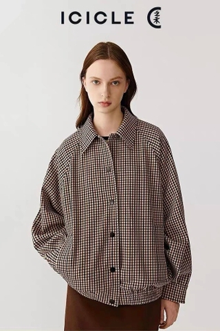 Áo khoác ICICLE kẻ nâu