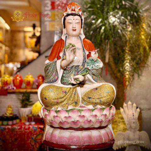 BỒ TÁT QUAN THẾ ÂM GỐM SỨ XƯA TRUNG QUỐC 70CM