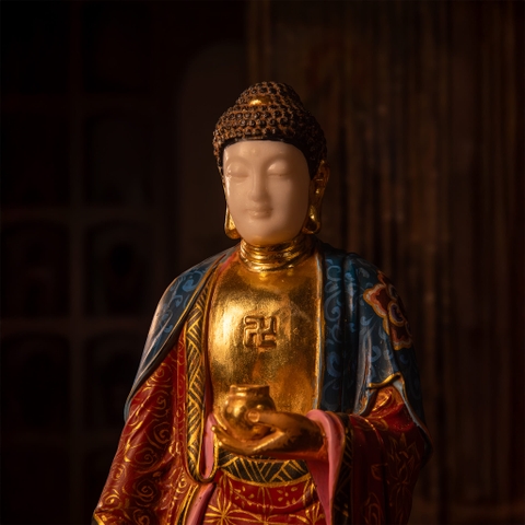 Bộ Thánh Tượng Tây Phương Tam Thánh Bạch Ngọc Xưa Cao 68cm