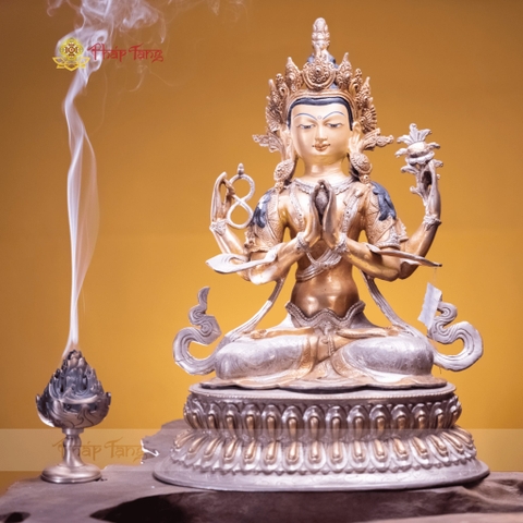 TÔN TƯỢNG ĐỨC QUAN ÂM TỨ THỦ ĐỒNG NEPAL 60CM