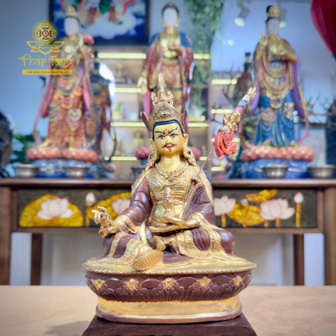 Thánh Tượng Đức Liên Hoa Sanh Guru Padmasambhava Đồng Mạ Vàng Nepal 23cm