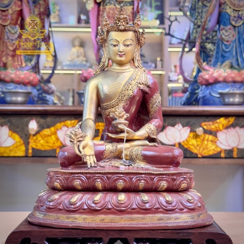 Thánh Tượng Đức Phật Dược Sư Đặc Biệt Đồng Mạ Vàng Nepal 23cm