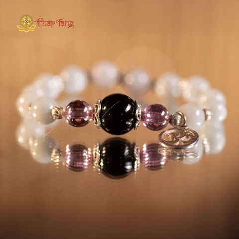 VÒNG TAY PHỈ THUÝ MYANMAR MIX NGỌC NAGA HỒNG, DZI DƯỢC SƯ VÀ CHARM - PHÁP TẠNG