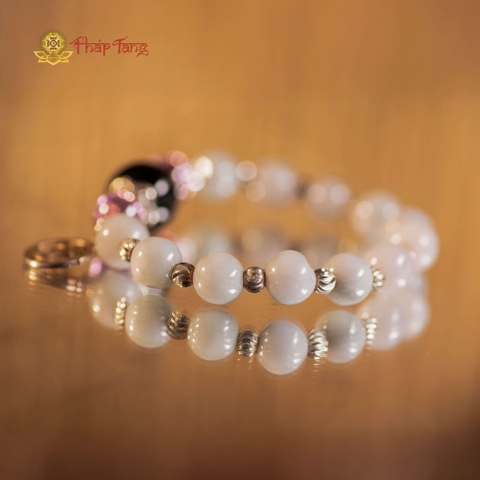 VÒNG TAY PHỈ THUÝ MYANMAR MIX NGỌC NAGA HỒNG, DZI DƯỢC SƯ VÀ CHARM - PHÁP TẠNG