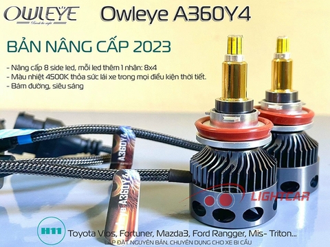 BÓNG LED OWLEYE A360 Y4 CHÂN H11 CHUYÊN DỤNG CHO XE CÓ BI CẦU