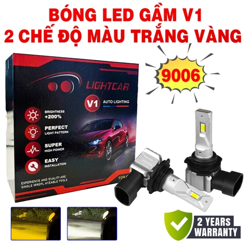 Bóng Led Gầm 2 Chế Độ Màu Trắng Vàng LightCar V1 Chân 9006 HB4