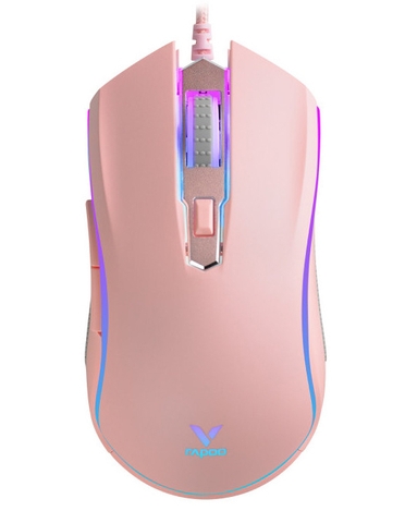 Chuột quang gaming có dây Rapoo V25S màu hồng