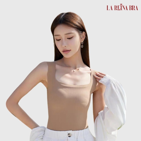 Bra thun tăm lạnh dây bản to dáng croptop kèm đệm ngực