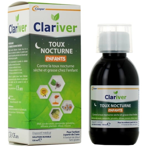 siro ho khan, ho về đêm Clariver 150ml ( 3y+)