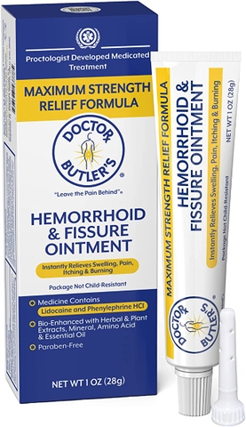 Thuốc mỡ giảm đau, sưng & ngứa bôi trĩ doctor butler's lidocaine for fast acting swelling relief, pain relief and itch relief in one hemorrhoid cream, (1 oz.)