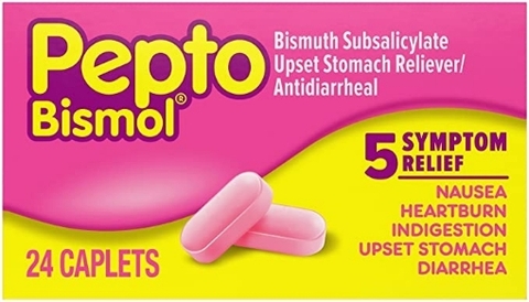 Viên uống giảm 5 triệu chứng dạ dày, tiêu hóa pepto bismol 5 symptom digestive relief caplets, 24 viên