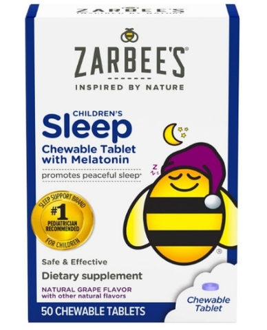 Viên nhai ngủ ngon dành cho trẻ em zarbee's kids melatonin chewable sleep supplement