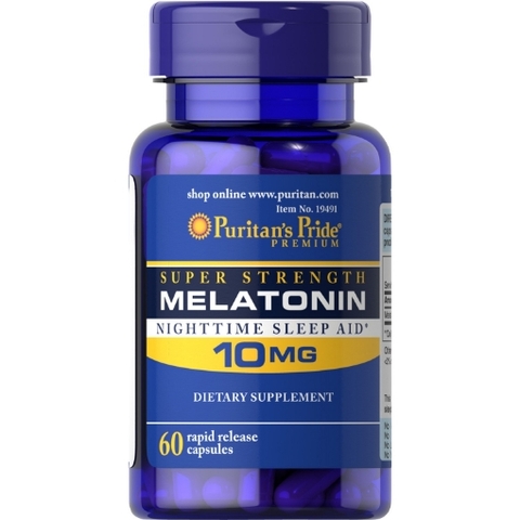 Viên uống hỗ trợ giấc ngủ puritans pride super strength melatonin rapid release capsules, 10 mg