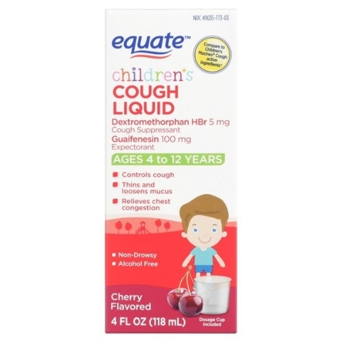Siro trị ho dành cho trẻ em equate children's cough liquid, cherry flavored