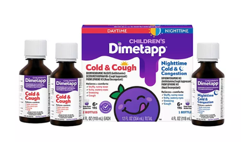 Siro trị ho và cảm lạnh dành cho trẻ em trên 6 tuổi children's dimetapp day and nighttime cold & cough (3 chai)
