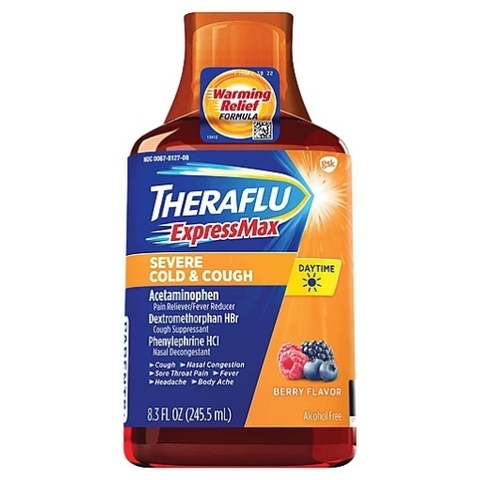 Siro trị ho và cảm lạnh nặng ban ngày theraflu expressmax daytime severe cold and cough syrup, berry flavor