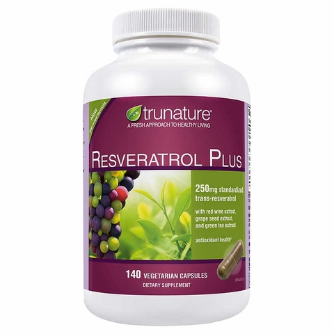 Viên uống hỗ trợ tim mạch và chống lão hóa Trunature Resveratrol Plus, 140 viên